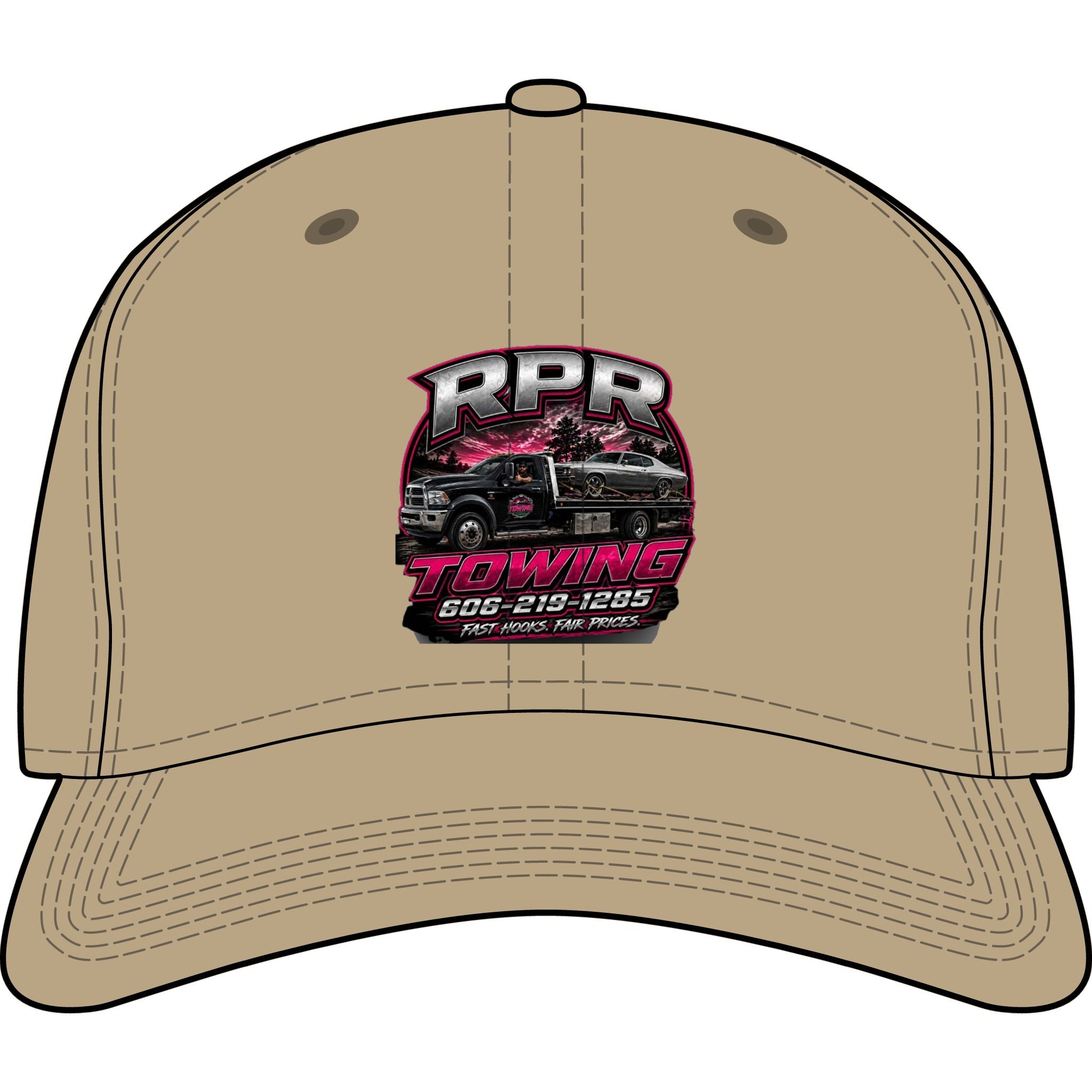 Towing Logo Cap — RPR Towing Embroidered Truck Hat with Phone Number