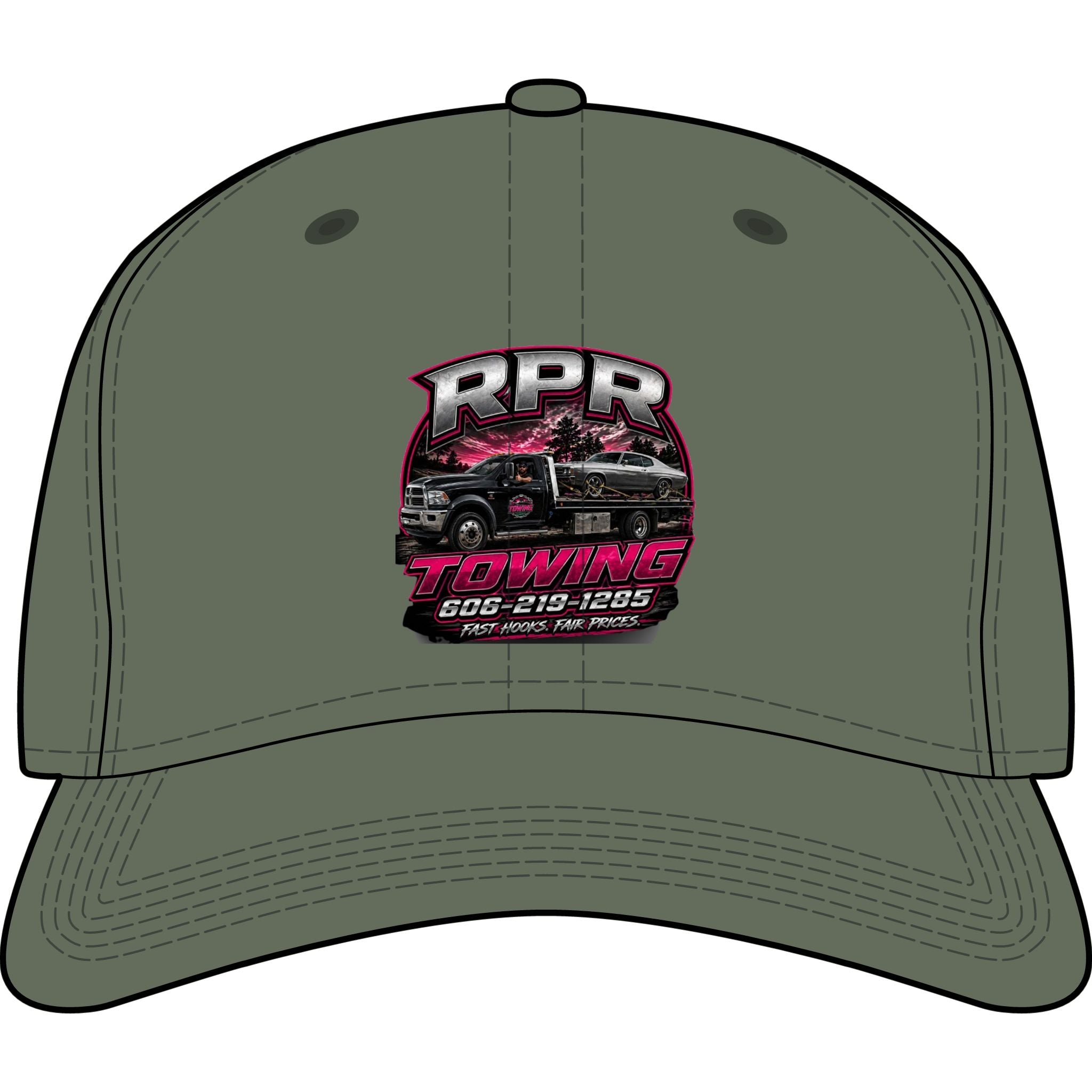 Towing Logo Cap — RPR Towing Embroidered Truck Hat with Phone Number