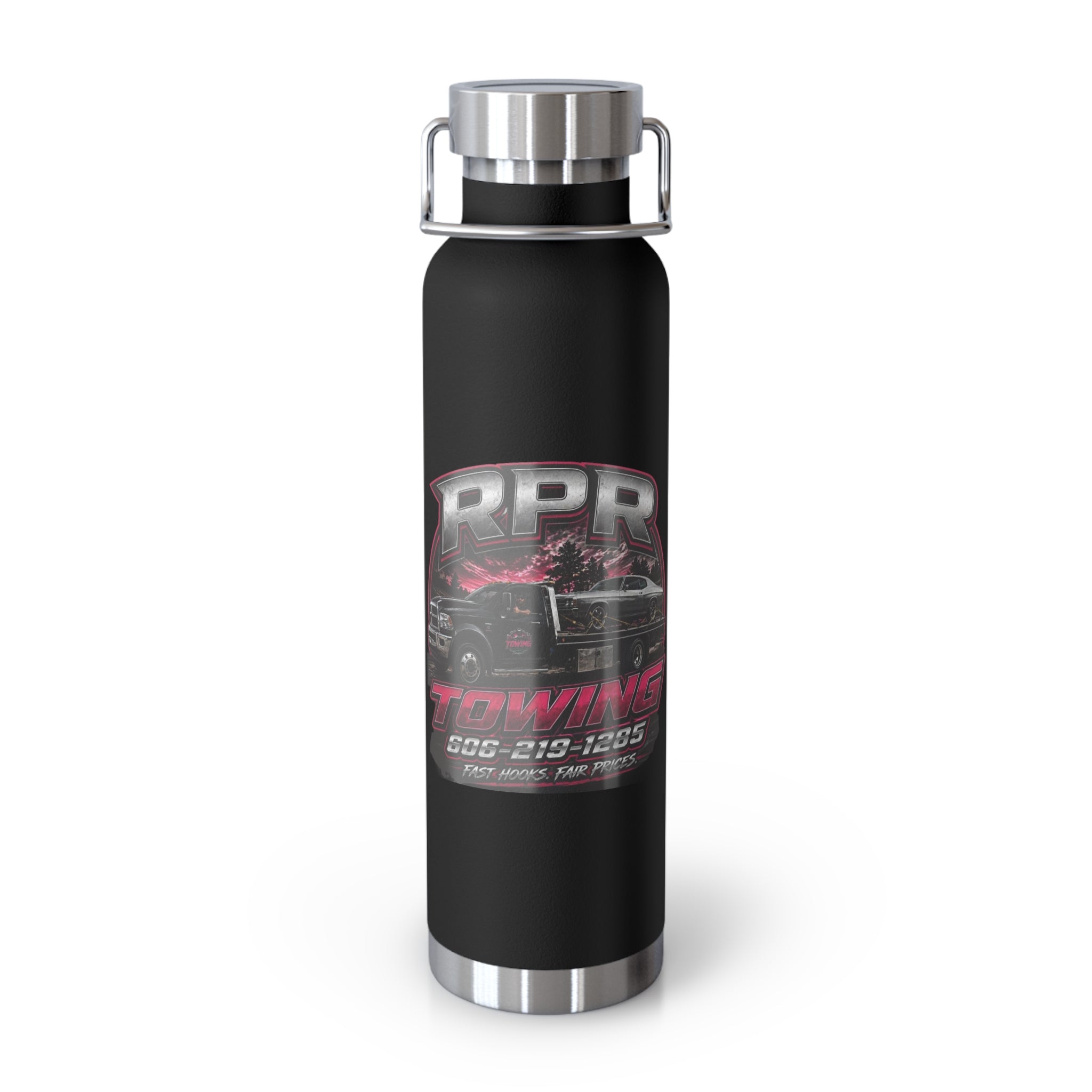 22oz Copper Vacuum Insulated Bottle — RPR Towing Logo Water Bottle