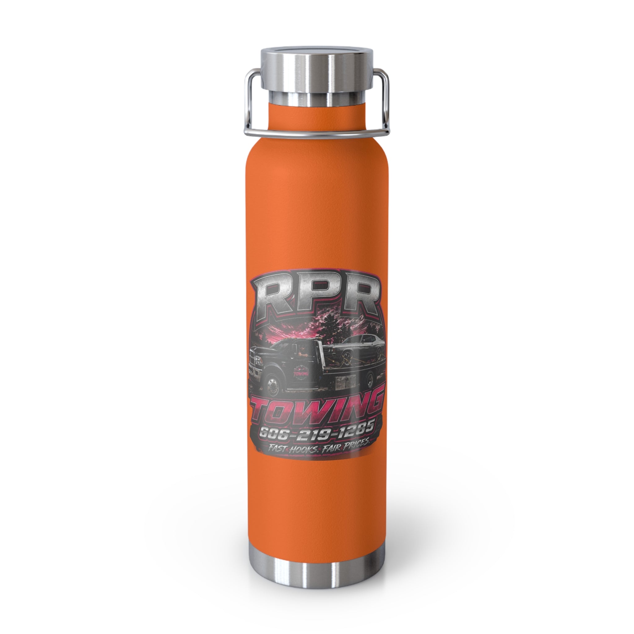 22oz Copper Vacuum Insulated Bottle — RPR Towing Logo Water Bottle