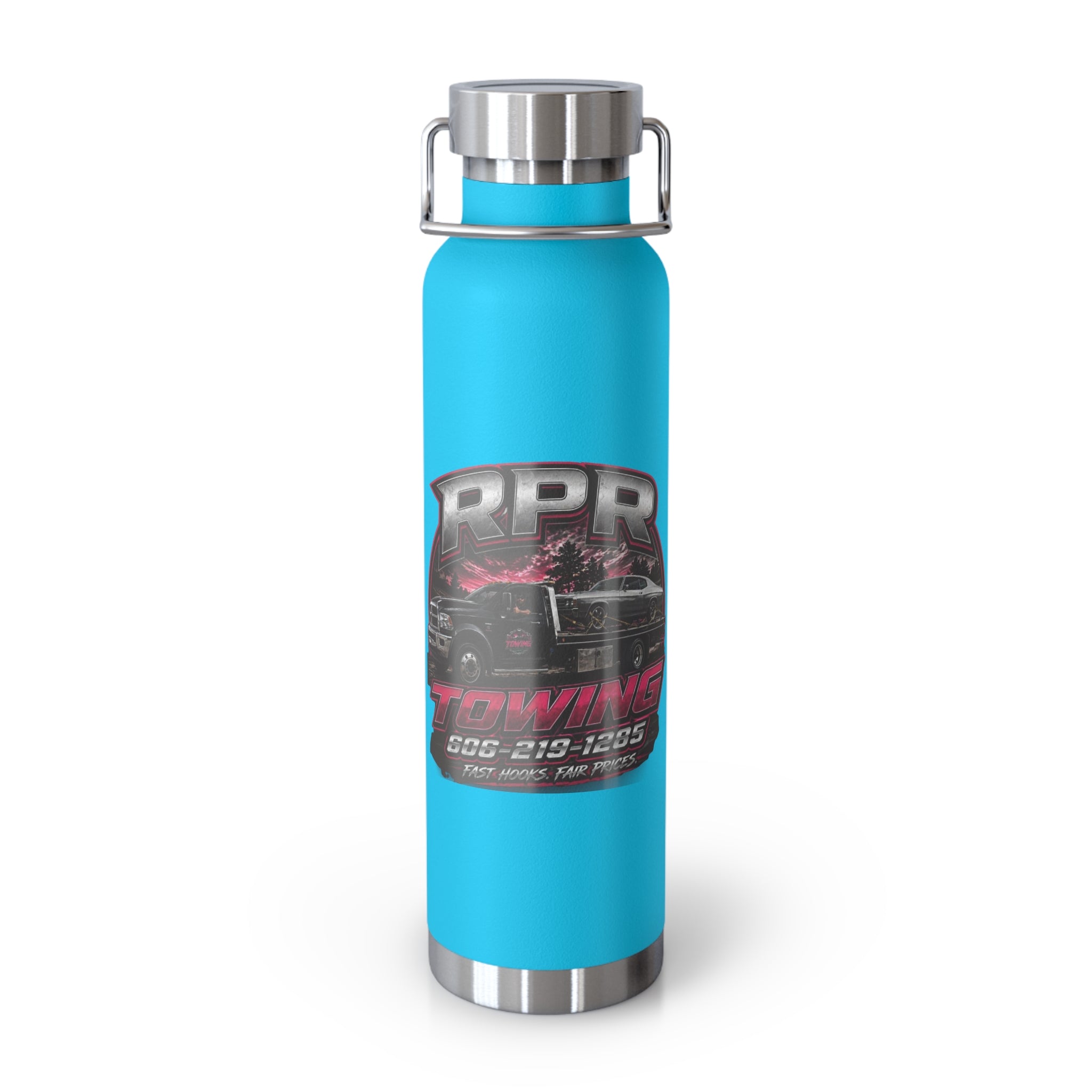 22oz Copper Vacuum Insulated Bottle — RPR Towing Logo Water Bottle