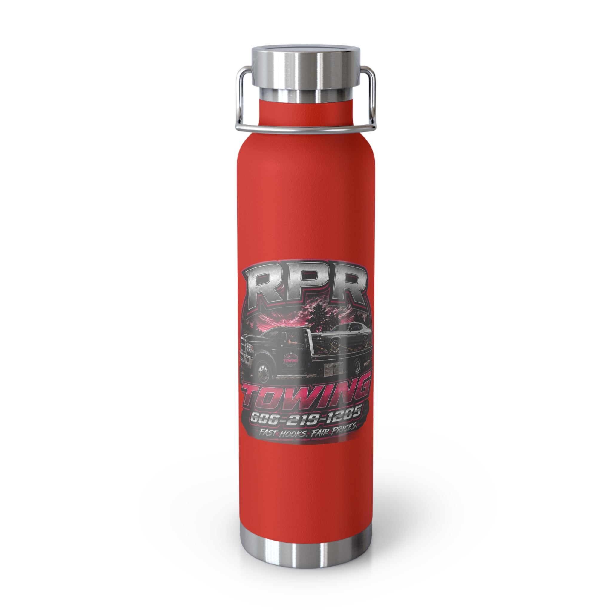 22oz Copper Vacuum Insulated Bottle — RPR Towing Logo Water Bottle