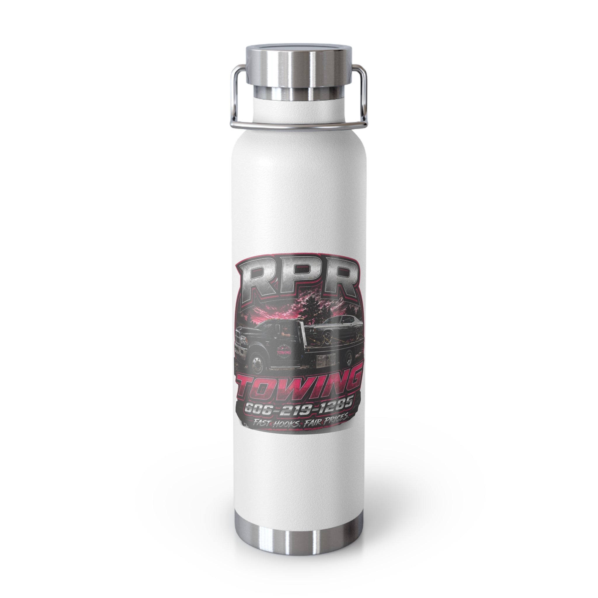 22oz Copper Vacuum Insulated Bottle — RPR Towing Logo Water Bottle