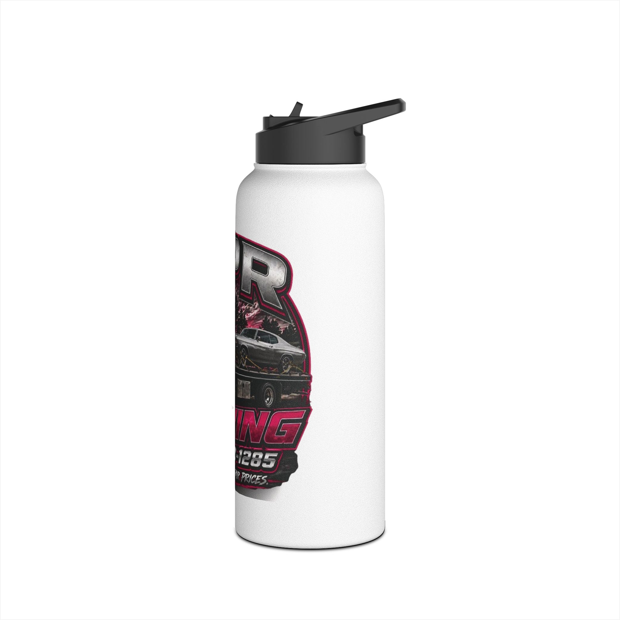 Towing Company Stainless Steel Water Bottle — Custom Tow Truck Logo