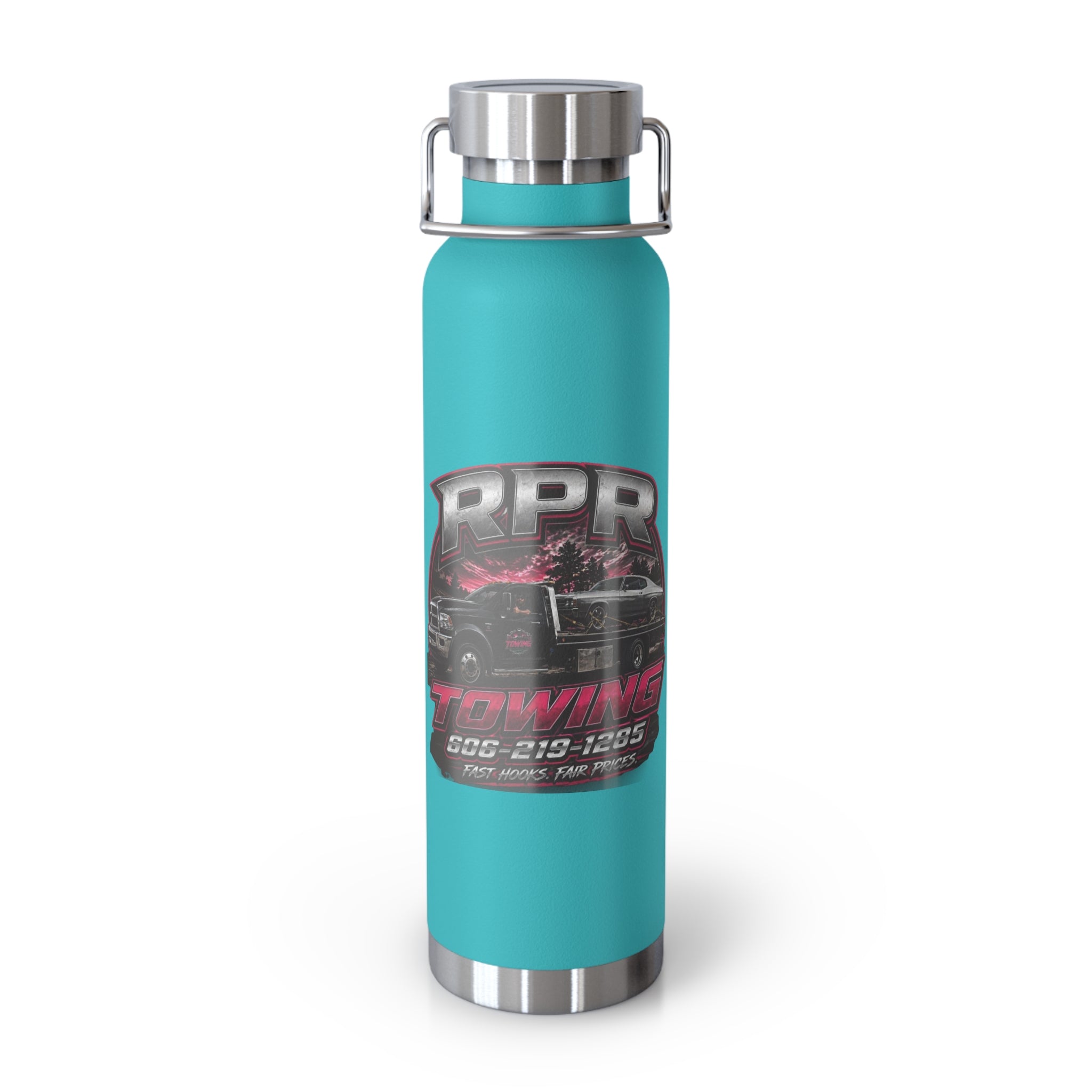 22oz Copper Vacuum Insulated Bottle — RPR Towing Logo Water Bottle